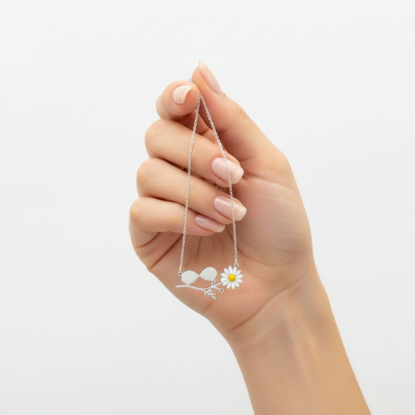 Kişiye Özel Papatya 925 Gümüş Kolye